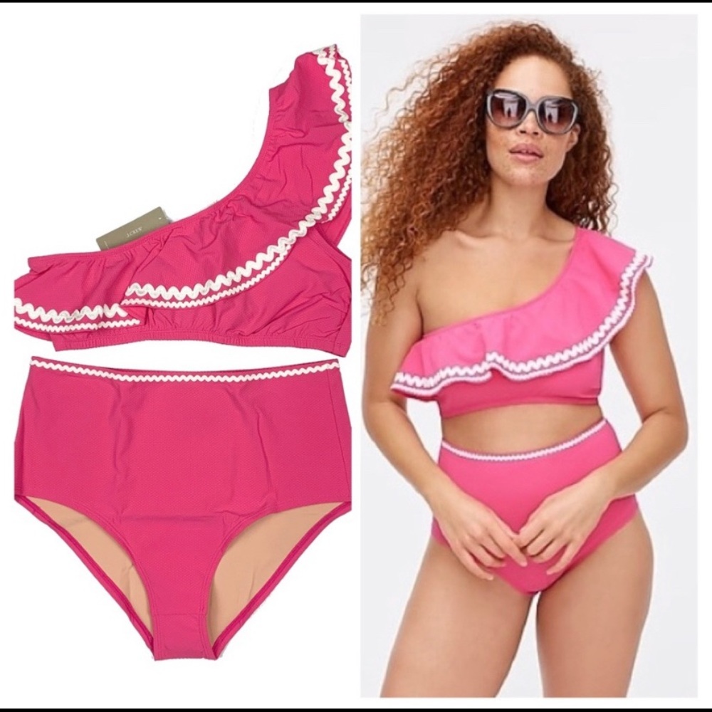 NWT jcrew high waist hot pink bikini medium